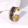 Anillo Abierto de Acero de Titanio Transfronterizo Europeo y Americano, No se Desvanece, Anillo de Acero Inoxidable de Gama Alta de Nicho, Joyería de Mano Irregular