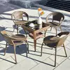 Juego de mesa y sillas pequeñas para balcón con sillas de ratán, juego combinado de tres piezas, mesa y sillas de té para ocio al aire libre, silla impermeable para patio exterior con respaldo