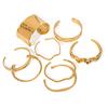Pulseira Jing Qiao Europa e Estados Unidos transfronteiriça de aço inoxidável ouro 18K pulseira irregular de alta qualidade padrão batida onda pulseira aberta