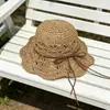 Sombrero de Paja Hecho a Mano de Ganchillo para Mujer, Sombrero de Pescador Calado de Verano, Protección Solar, Ala Ancha, Sombrero Plegable para Vacaciones en la Costa