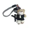 Calça de Couro Pelúcia Chaveiro de Boneca Urso Desenho Animado Criativo Boneca Laço Boneca Casal Pingente de Bolsa Melhor Amigo