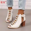 Sandalias Gruesas de Tacón Alto para Mujer Juyuan, Nuevo Estilo Europeo y Americano, Talla Grande, Sandalias de Tacón Alto con Hebilla y Punta Redonda para Mujer, Exportación
