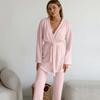 Otoño e invierno Nuevo chaleco de punto suelto cómodo de manga larga pantalones pijama conjunto de tres piezas exclusivo transfronterizo ropa de casa al por mayor
