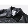 Ctsbts Jaqueta de Lapela Moderna e Cool Masculina Solta de Couro PU Jaqueta de Motocicleta Retrô Jaqueta de Couro Imitação Crocodilo J70