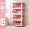 Vitrina de Cristal Rosa para Guardar y Exhibir Artículos, Vitrina a Prueba de Polvo, Armario de Almacenamiento, Vitrina para Figuras