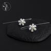 Aretes de plata esterlina 925 diseño Chiang Mai aretes de flor originales aretes de Loto cepillados aretes de gancho para la oreja aretes de Loto