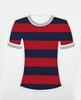 Processamento personalizado liso tecido listrado primavera e verão camiseta respirável confortável tecido listrado micro-elástico malha tecido