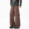 Calça Cargo Casual Nova de Outono com Cordão Solta Estilo Casal Tendência Versátil Perna Larga Calça Foice Sem Sombra Parede