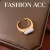 Anillo Ovalado Abierto Electrochapado en Oro Real de 18K Anillo para Dedo Índice Retro Vintage Joyería Simple Versátil para Mujeres
