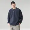 Sudadera de manga larga con cuello redondo para hombre, nuevo estilo otoño 2026, diseño de bloques de color estilo americano con costuras visibles, top casual texturizado