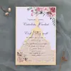 Boda Transfronteriza Invitación Hermosa Chica Sobre de Invitación Boda Rosa Invitación Encaje Día de San Valentín Tarjeta de Felicitación Láser