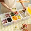 Caja exhibidora de hielo raspado para vendedores ambulantes, compartimentos divididos para ingredientes, ingredientes pequeños, ensalada de frutas y almacenamiento de condimentos comerciales