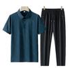 Traje Camiseta Polo de Papá para Hombre 2025 Verano Nuevo Deportivo Dos piezas Manga Corta Ropa de Verano Mediana Edad y Ancianos Seda de Hielo