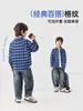 Camisa clásica a cuadros para niños de Duoduo, camisa estampada con cuello camisero para primavera y otoño, prenda exterior holgada y elegante para niños mayores