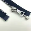 En stock YKK5 Platino Brillante Cremallera Abierta Tela Blanca y Negra DASY2 Cabeza de Reloj Antigua Chaqueta Abrigo Cremallera Metálica