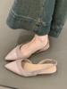 Sandálias Baotou elegantes estilo francês femininas 2025, novo estilo de fada, sapatos de ponta suave, camada única