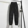 Foto Real de Calças de Trabalho de Estilo Novo para Primavera e Verão com Bolsos Grandes para Mulheres, Calças Wide Leg Estilo Americano, Modelagem Solta, Tamanho Grande, Calças Afuniladas para Mulheres