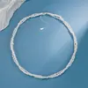 Collar de Plata y Perlas para Mujer, Diseño Retorcido de Doble Capa, Elegante y Dulce Estilo Francés 2023 Cadena para la Clavícula