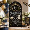 Amazon Xiyin Novo Fundo Arqueado Preto Dourado para Festa de Formatura Chapéu de Solteiro Fundo Arqueado com Estampa de Céu Estrelado