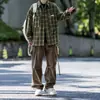 Camisa retro a cuadros de manga larga estilo japonés para hombre, engrosada, corte holgado, chaqueta camisa casual, top elegante y moderno para pareja