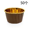 50 formas de papel para cupcake próprias para forno, com borda enrolada, com revestimento de alumínio, formas de muffin de folha de alumínio para assar, cor dourada, resistentes ao calor