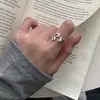 Anillo de corazón hueco de plata de ley s925 para mujer, dulce y único, exquisito anillo abierto ajustable, joyería simple y moderna