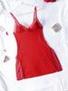 Popular Europeu e Americano Ajustado ao Corpo Camisola com Suspensório com Saia de Renda e Fendas Laterais, Recomendação de Estilo Sexy Quente