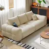 Tecido de chenille na cor creme, design de linhas retas, sofá de dois lugares para uso doméstico, adequado para salas de estar, apartamentos pequenos e imóveis para aluguel.; um sofá tipo nuvem