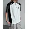 Camiseta Fresca com Zíper Meio e Cor Contrastante para Homens e Mulheres Verão Fina para Esportes ao Ar Livre Treinamento Proteção Solar Secagem Rápida Manga Curta