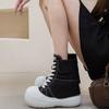 Novos Sapatos com Aumento de Altura Femininos 2026 Primavera e Outono Novos Tênis de Lona para Mulheres Aumento de Altura 13cm Cadarço Moda Tênis Casuais