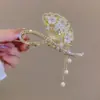 Presilha de Cabelo Estilo Antigo com Franjas de Pérolas para a Parte de Trás da Cabeça, Presilha de Tubarão Grande Acessório de Cabelo para Mulheres, Presilhas de Cabelo no Atacado