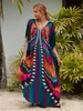Nuevo Vestido Largo Estampado de Rayón para Vacaciones en la Playa, Vestido de Playa Holgado Talla Grande, Cubrebikini para Mujer