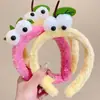 Faixa de Cabelo Fofa com Olhos Grandes Faixa de Cabelo Divertida com Rosto de Pelúcia para Lavar o Rosto Cartão de Cabelo de Frutas Limão Morango Acessórios de Cabelo para Apresentação Infantil Mulheres