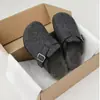 Mules cerrados de suela gruesa, pantuflas estilo Birkenstock para mujer, nuevo modelo otoño e invierno 2026, fieltro ante con forro de felpa, pantuflas de algodón, zapatos tipo mula