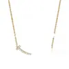 Colar T Smile Versão Alta V Banhado a Ouro Ouro 18K Ouro Rosê Madrepérola Corrente para Clavícula Toque de Luxo Leve Colar Feminino de Luxo Leve