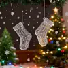Nuevos Calcetines de Cristal Navideños Colgante Reno Navideño Muñeco de Nieve Ángel Cortado Bebé Decoración de Árbol de Navidad Colgante
