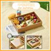 Caja de embalaje de papel kraft desechable para picnic, ideal para acampar al aire libre, con ventana, para fruta, sushi y almuerzo.