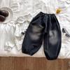 Pantalones Nuevos de Otoño 2025 para Niños Pantalones Sueltos Atractivos para Niños Estilo Coreano para Niños Pantalones de Mezclilla Tipo Linterna con Lazo en la Pierna Niñas