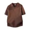 Camisa Polo Estilo Nuevo 2026 para Hombres Maduros, Estilo Casual Americano, Camisa Polo de Punto de Seda Helada con Cuello en V para Verano, Ropa Casual de Manga Corta para Hombres