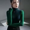 Camisa de manga rolê alemã de veludo outono e inverno New Inner top Western style long sleeve color matching