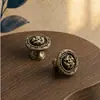Manija de puerta de gabinete de latón vintage estilo europeo, Manija de gabinete y cajón estilo americano, Manija de armario y gabinete estilo antiguo tallada