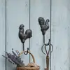 Galo e Galinha de Ferro Forjado Criativos Estilo Retrô Gancho de Animal Decorações de Parede para Casa, Floricultura, Bar, Cafeteria, Loja de Roupas