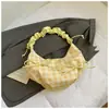 Bolsa Nuvem Plissada Xadrez com Laço para Mulheres, Estilo Fresco 2026 Bolsa de Ombro/Axila, Bolsa Transversal Casual Dumpling