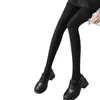Leggings de algodão de listras finas calça de gordura de cordeiro cintura alta leggings de inverno femininas cobrindo o pé leggings de algodão listradas verticais dropshipping