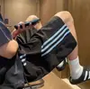 Shorts Paraquedista de Secagem Rápida com Três Listras para Homens, Shorts de Praia Frescos de Seda Gelo Fina de Verão, Shorts Casuais Retos