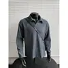 Sudadera tipo polo con patrón de maíz para hombre, estilo vintage otoño old money, top base de ajuste holgado, camiseta de manga larga texturizada