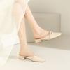 Mules Abertas Femininas para Outono de 2026, Novas Mules Elegantes Estilo Francês com Salto Bloco, Sandálias Slip-On para Mulheres