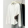 Irmã Gorda Outono Novo Estilo Básico Simples Cor Sólida Fenda Manga Longa Camiseta Tamanho Grande Casual Camada Base Feminina 0798