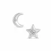Pendientes de botón de plata pura S999 con diseño de aguja de estrella y luna y diamantes para mujer, Diseño de nicho de lujo ligero, Versátil de alta gama, Estilo elegante, Nuevo modelo de verano 2026