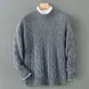 Suéter Baicai Rong Outono/Inverno Novo 100% Lã Pura Masculino Gola Alta Meia Trançado Tricô Espesso Camada Base Suéter
